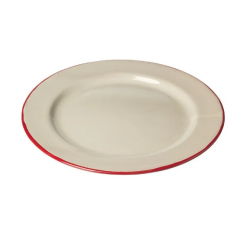 Assiette blanche à bordure rouge pour le repas